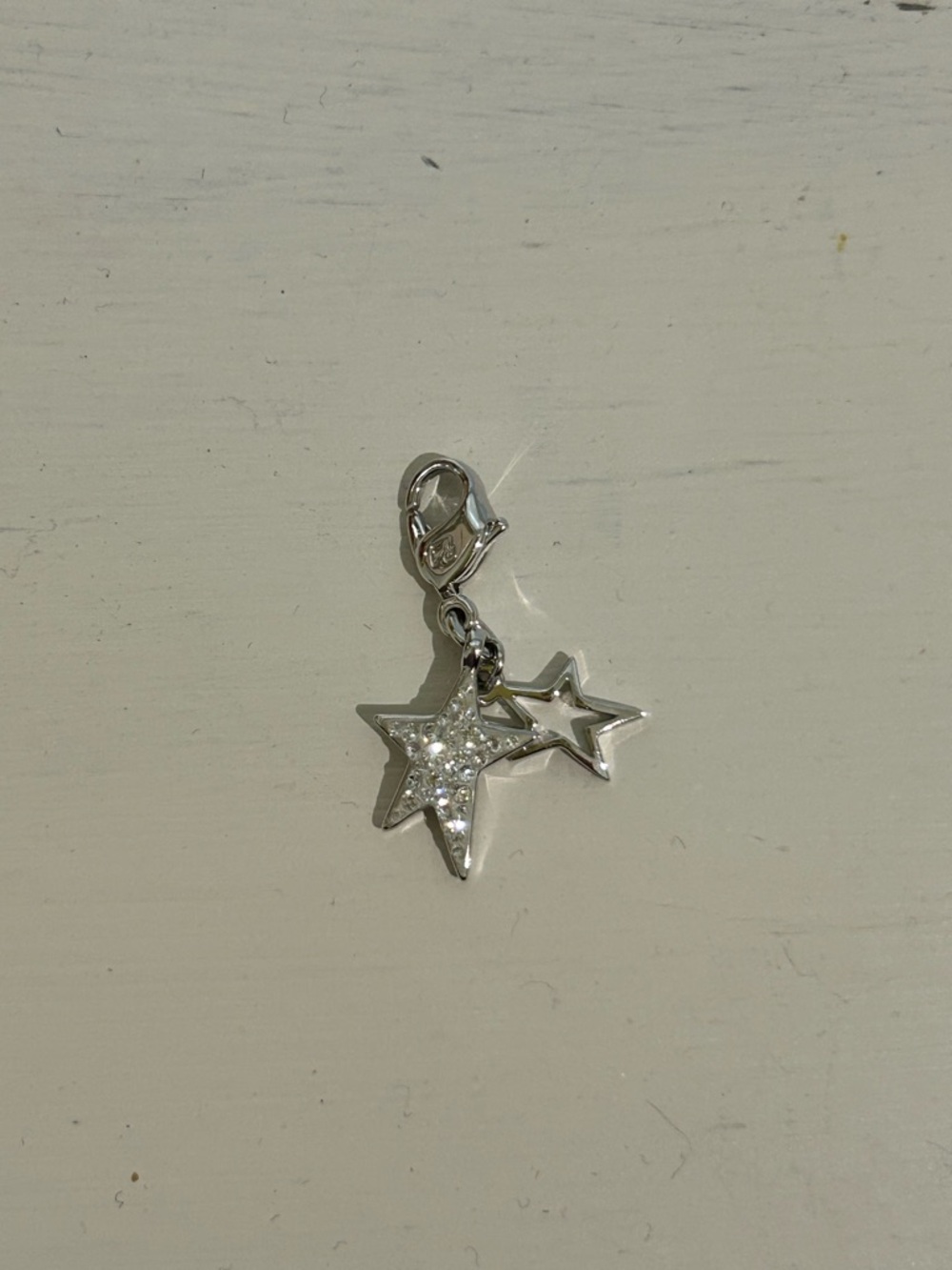 Swarovski Double Star Silver Pave Charm